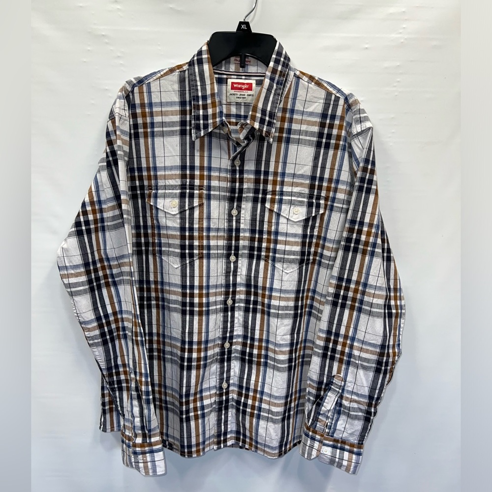 Wrangler Shirt Mens Extra Large Multicolor Long Sleeve Cotton Blend Pockets